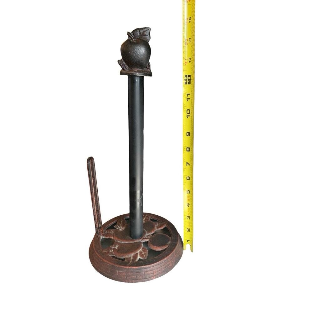 Apple Cast Iron Paper Towel Holder Farmhouse Kitchen Decor 15" Freestanding - Picture 10 of 11